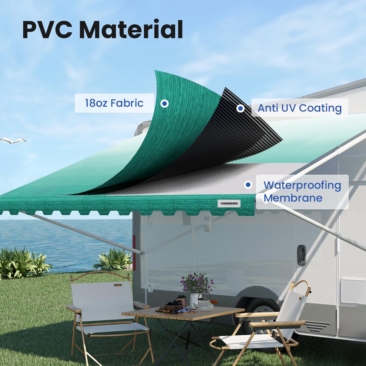 KING BIRD 16' RV Awning Replacement – Green