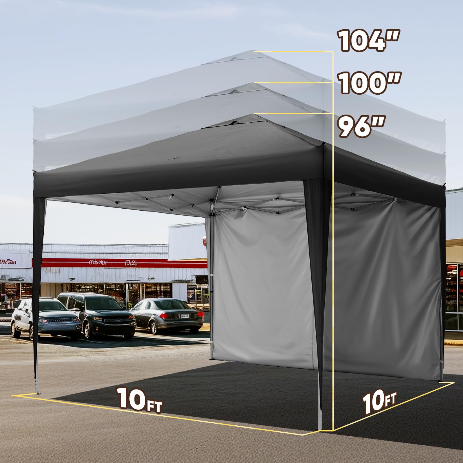 Quictent 10'x10' Pop-Up Canopy with 1 Sidewall-Black