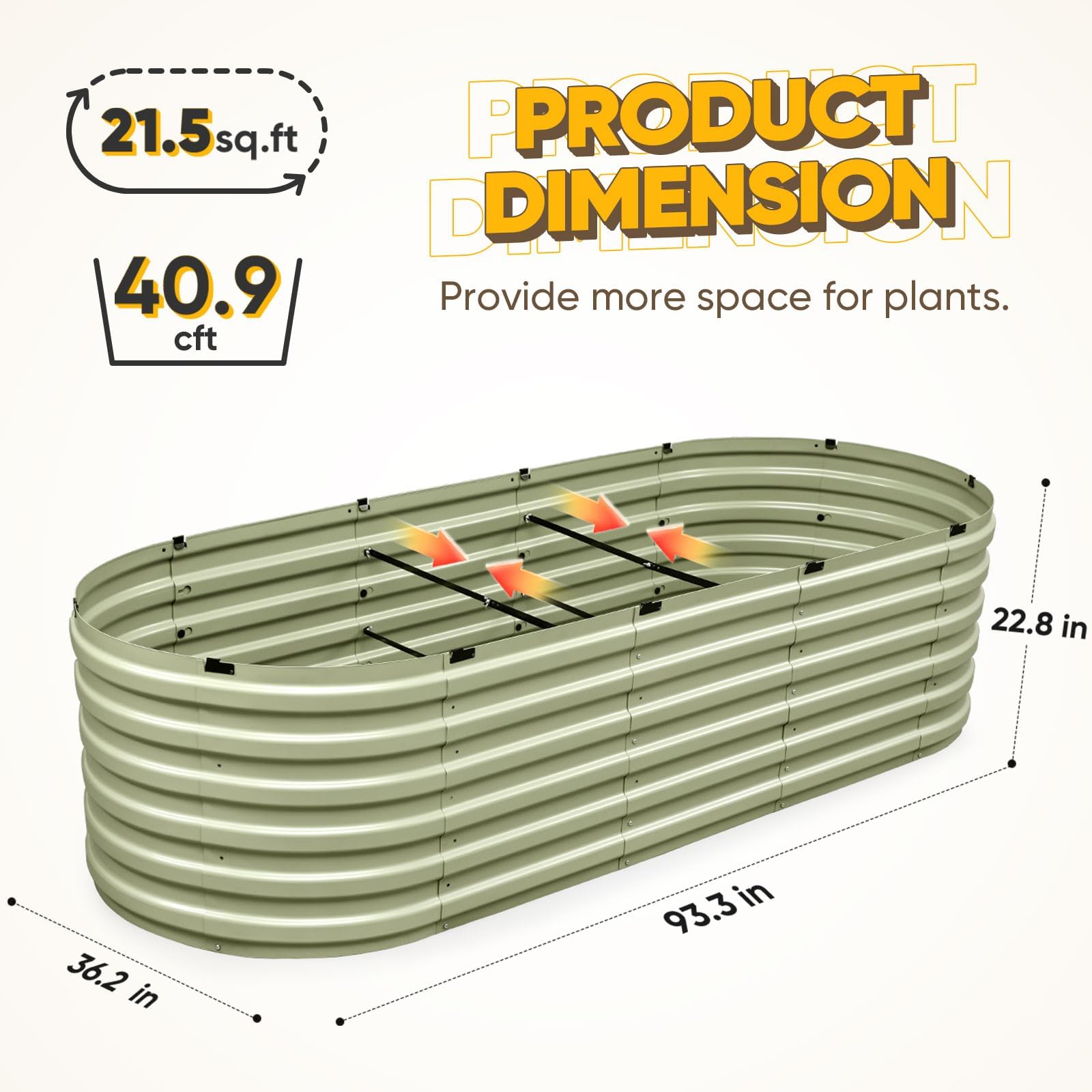 KING BIRD 8'x3'x2' Quick-Setup Garden Bed - Olive Green