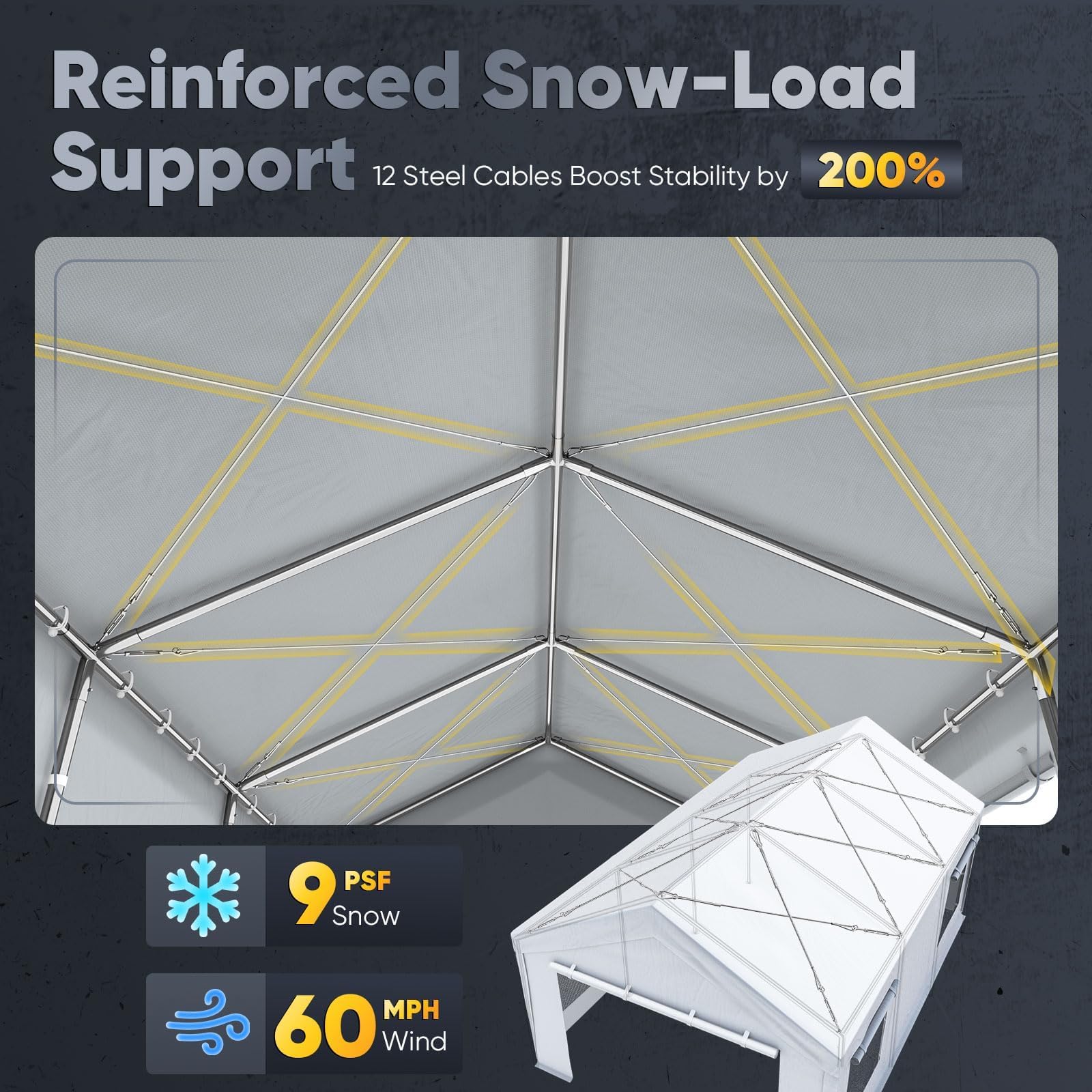 Quictent 12'x20' Snowproof Steel Carport with Zipper Doors - White