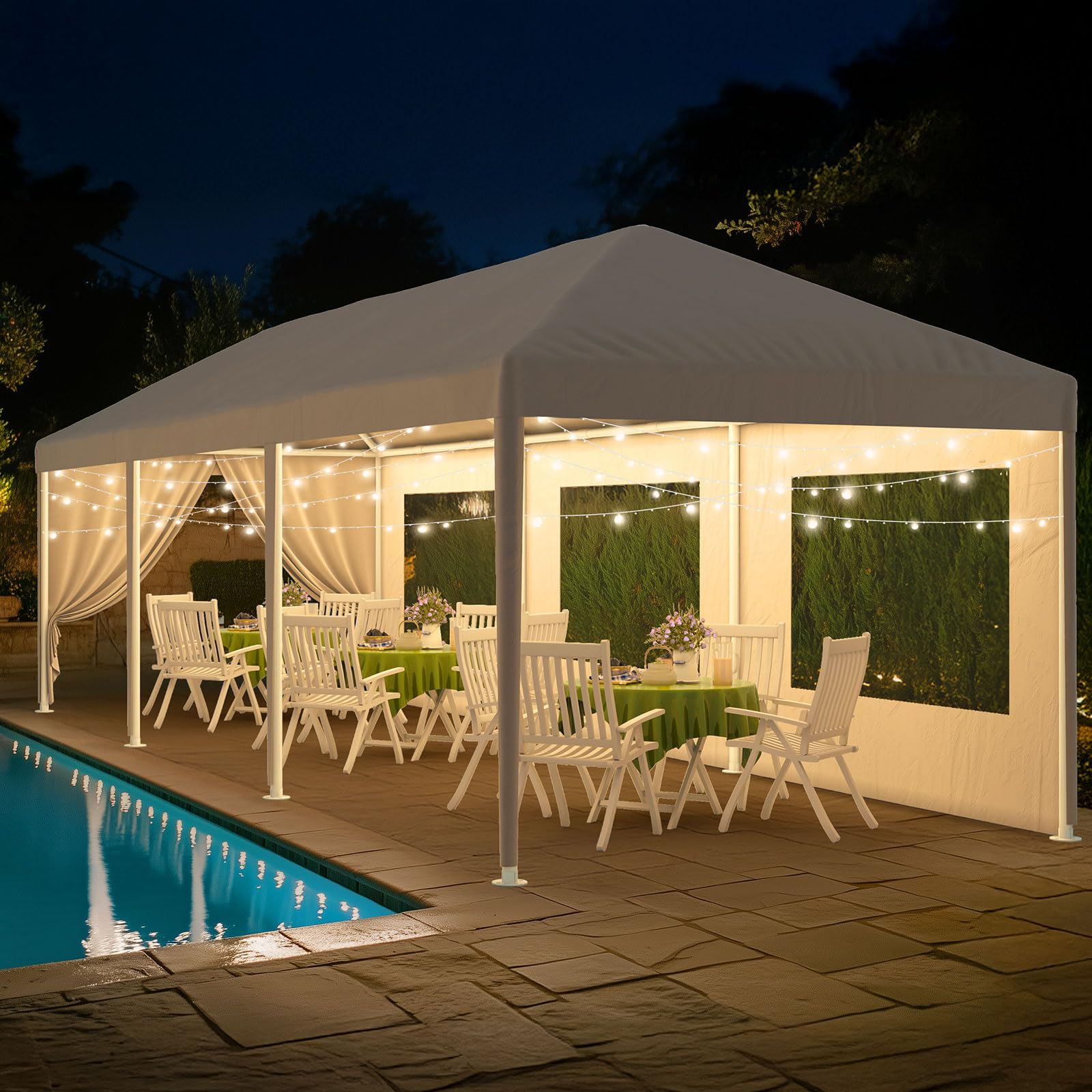 Quictent 10'x30' Party Tent with 6 Mesh Windows