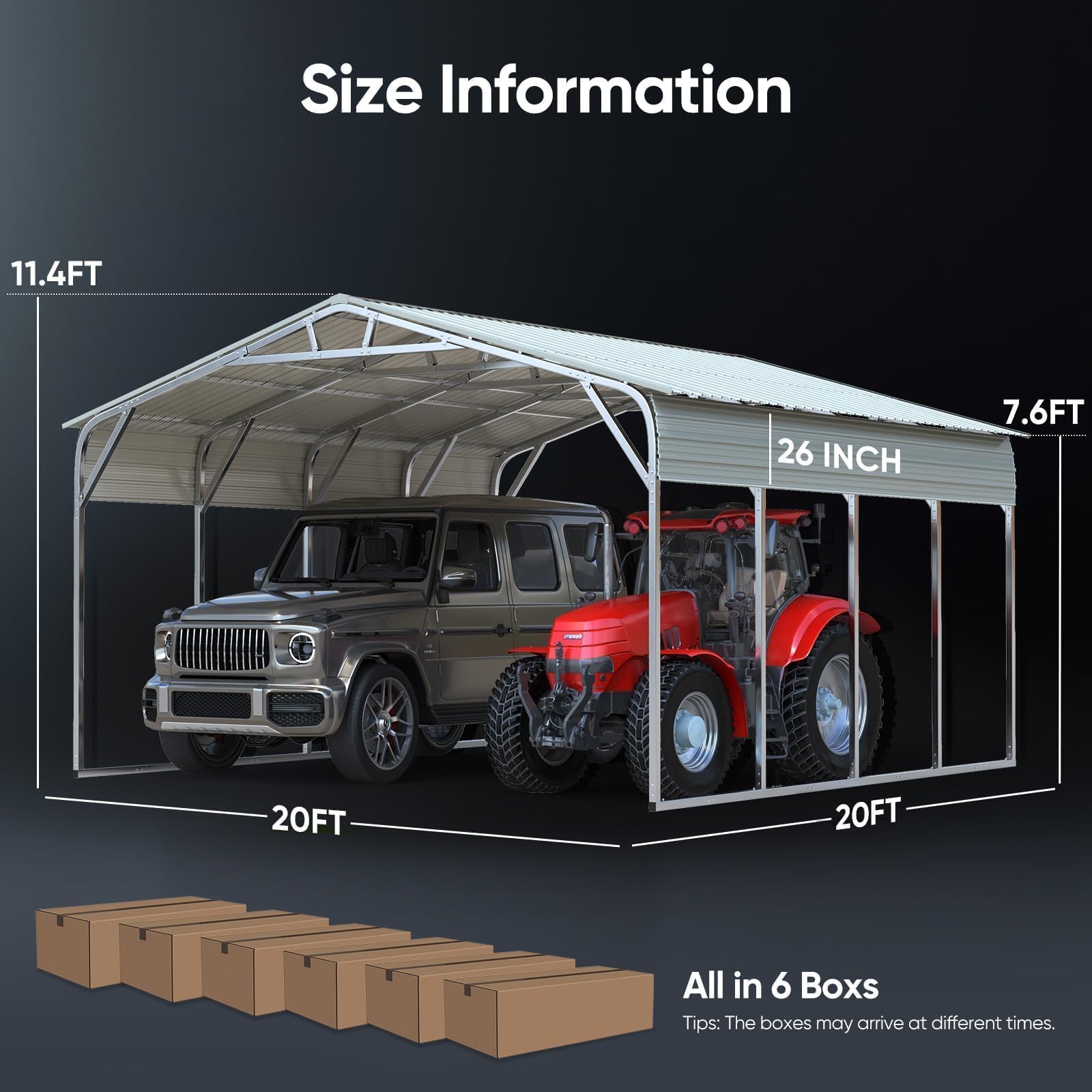 Quictent 20'x20' Vertical Roof Metal Carport
