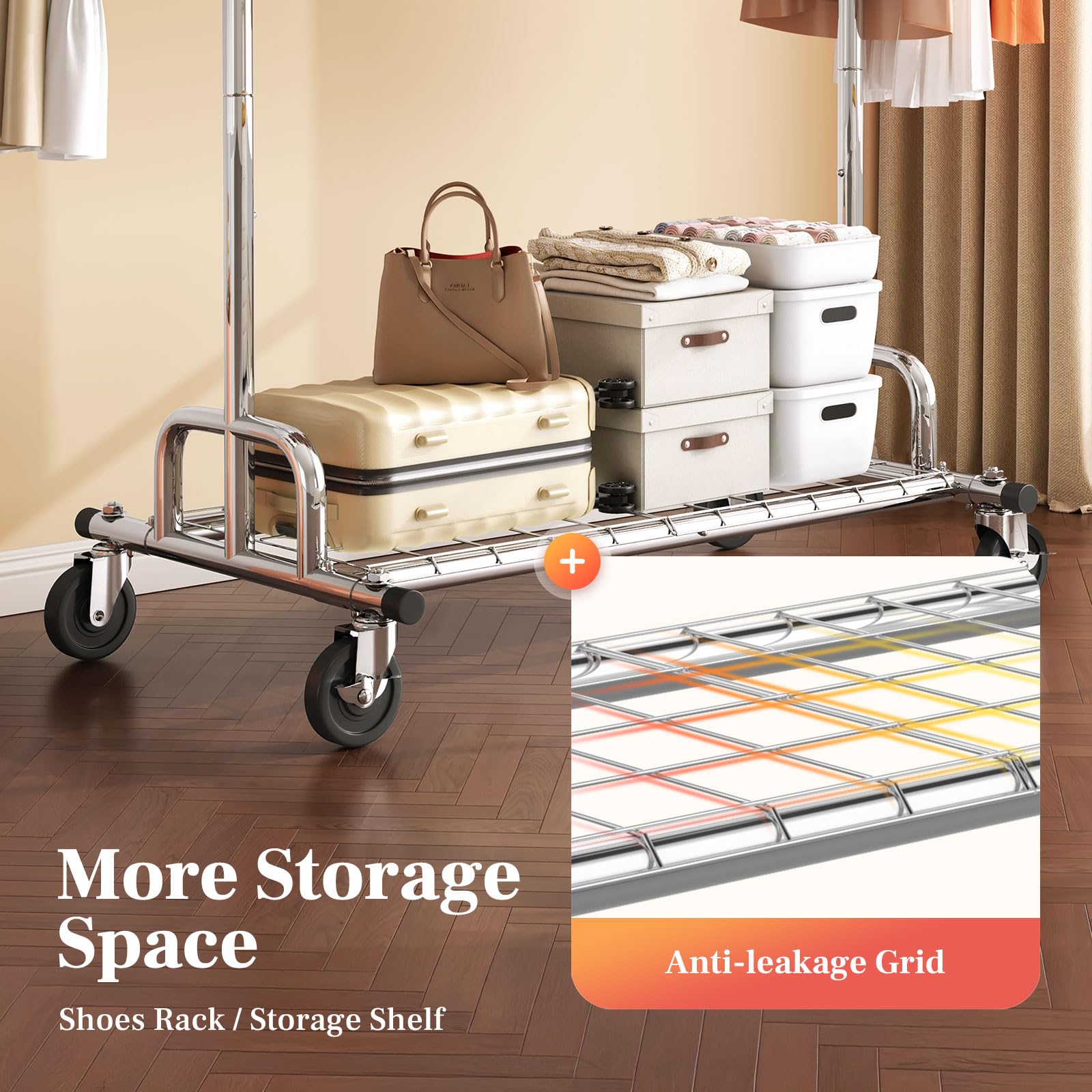 HOKEEPER Heavy Duty Rolling Garment Rack