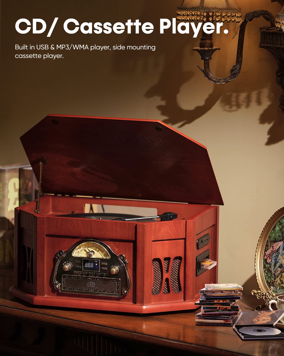 ORCC 10-in-1 Bluetooth Record Player with Speakers - REC