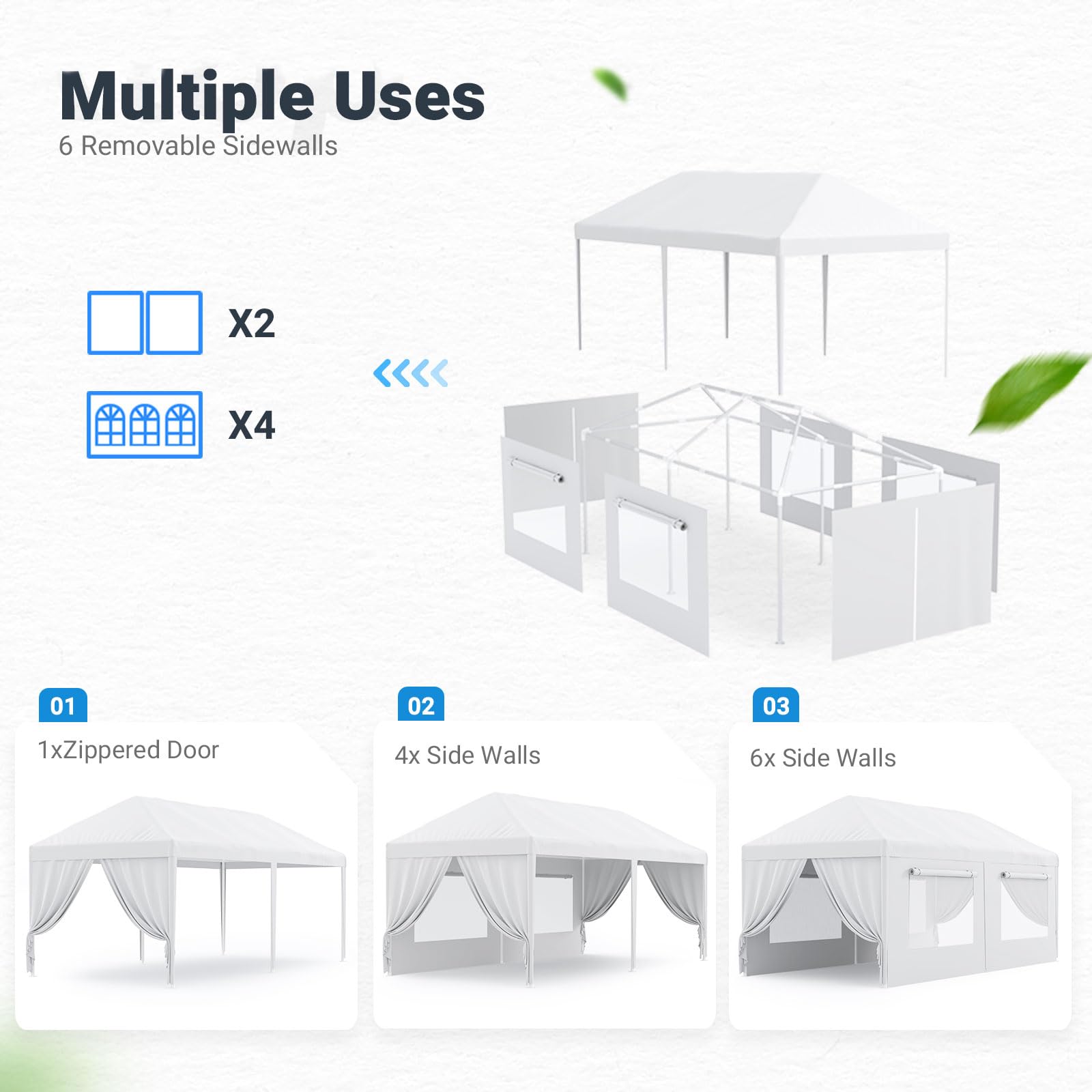 Quictent 10'x20' Heavy Duty Party Tent with Mesh Windows - White