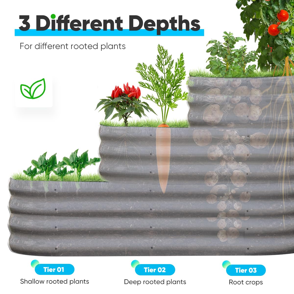 Quictent 43"x63"x31.5" Tiered Raised Garden Bed Kit - Beige