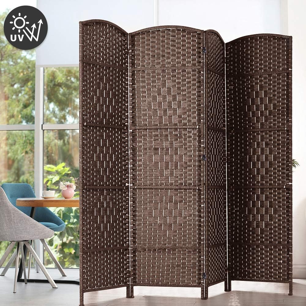 Corelax 6ft Diamond Woven Room Divider (6-Panel) - Brown