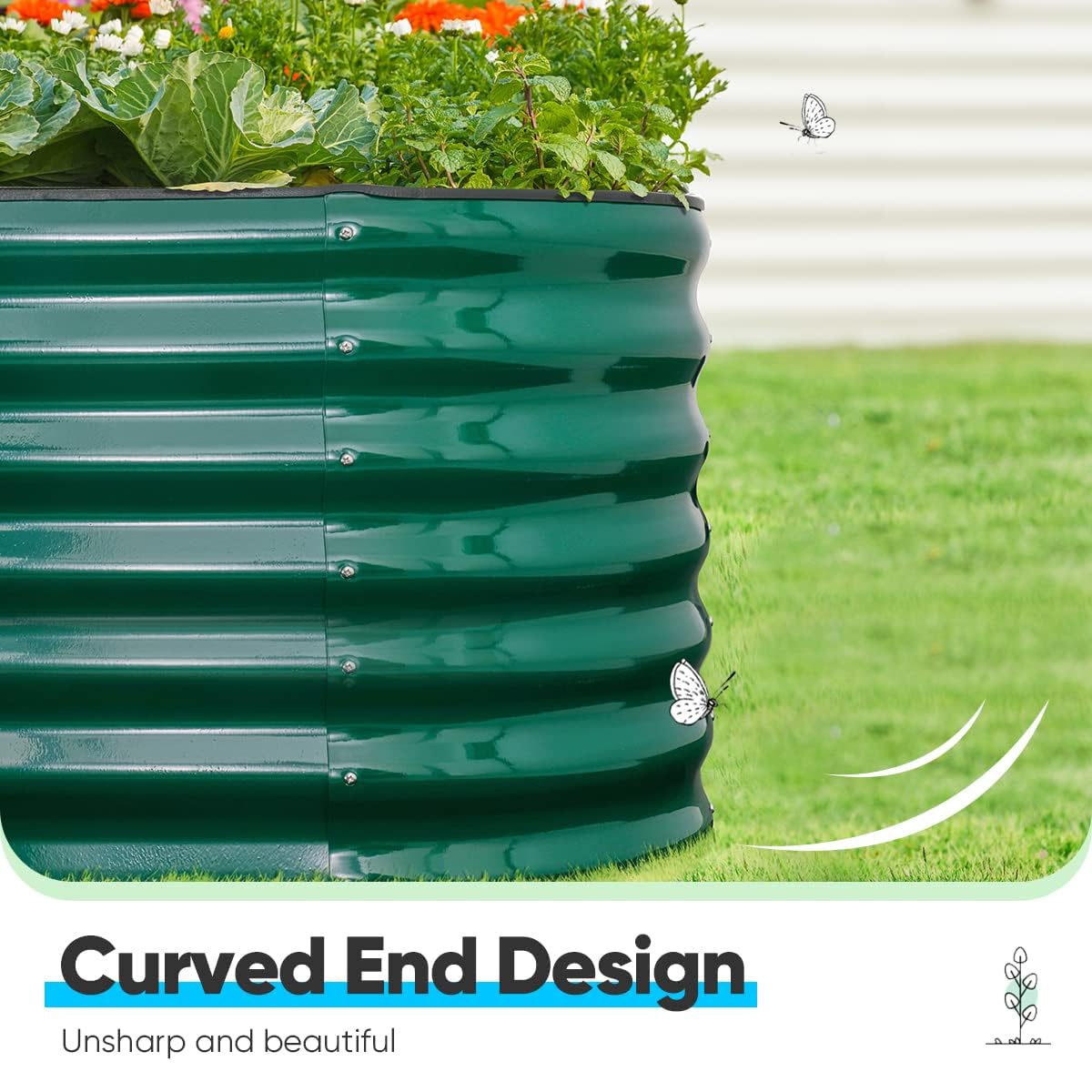 Quictent 8'x4'x2' Oval Raised Garden Bed Kit - Dark Green