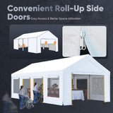 Quictent 13'x25' Snowproof Steel Carport with Zipper Doors