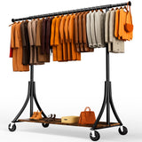 HOKEEPER 500LBS Wooden Garment Rack with Shelves - Black