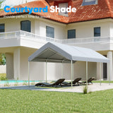 Quictent 10'x20' Galvanized Steel Car Carport- Gray