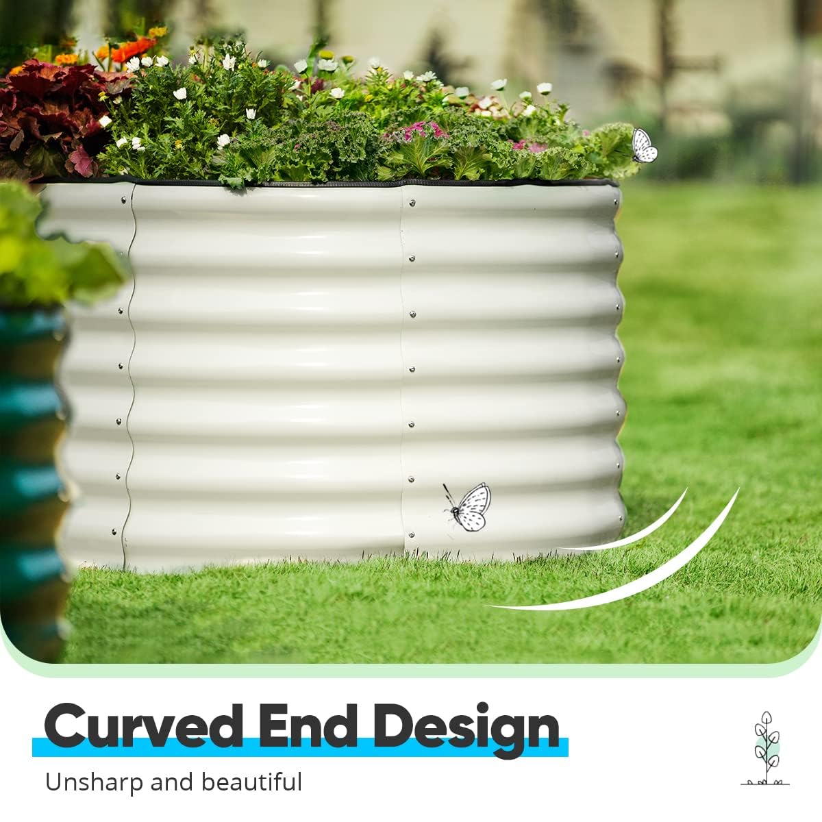 Quictent 8'x4'x2' Oval Raised Garden Bed Kit - Beige