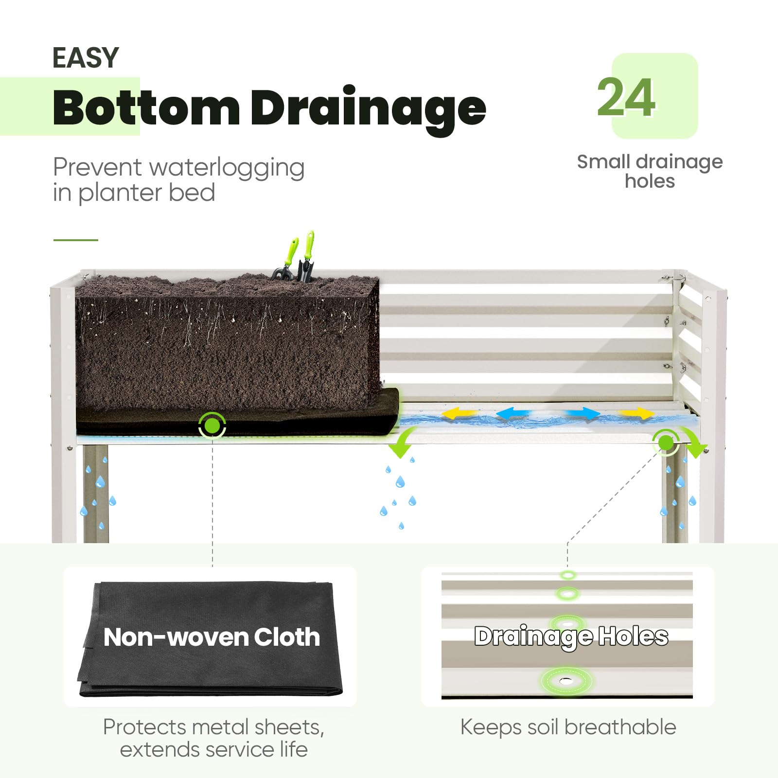 KING BIRD 48'×24"×56" Raised Garden Bed (400LBS) - Beige