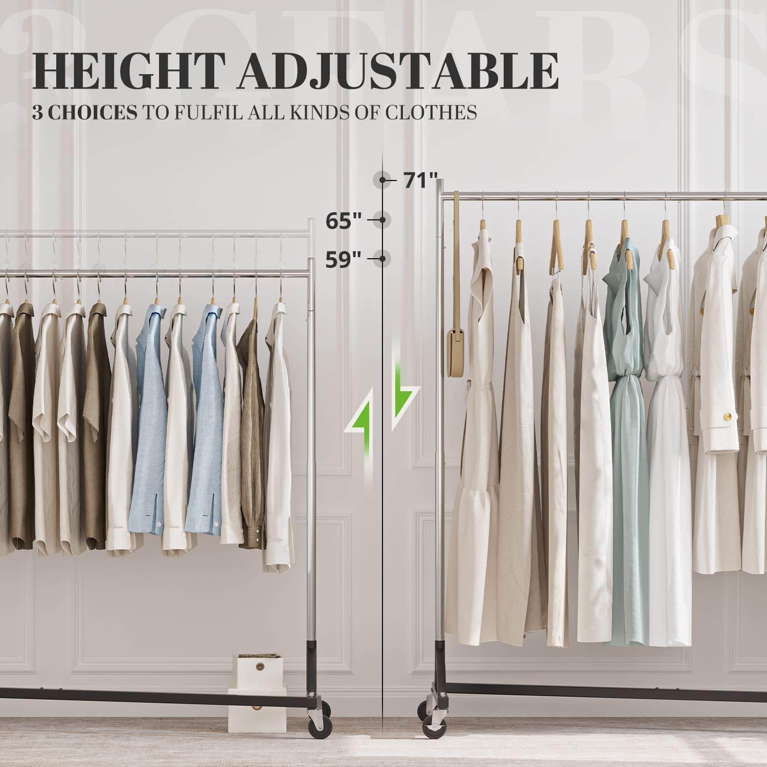 HOKEEPER 63"W Adjustable Z-Rack Garment Rack
