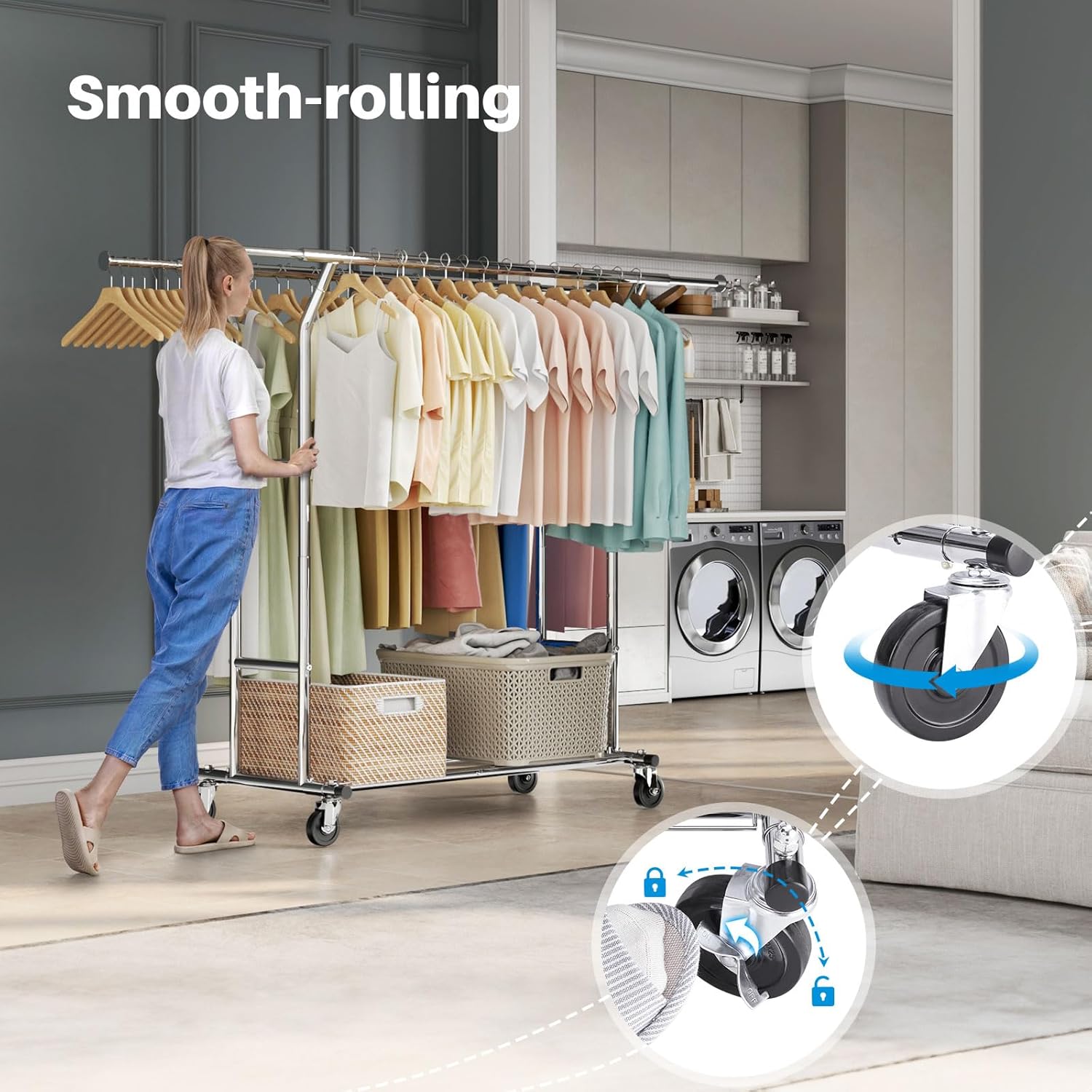 HOKEEPER Collapsible Garment Rack with Shelves