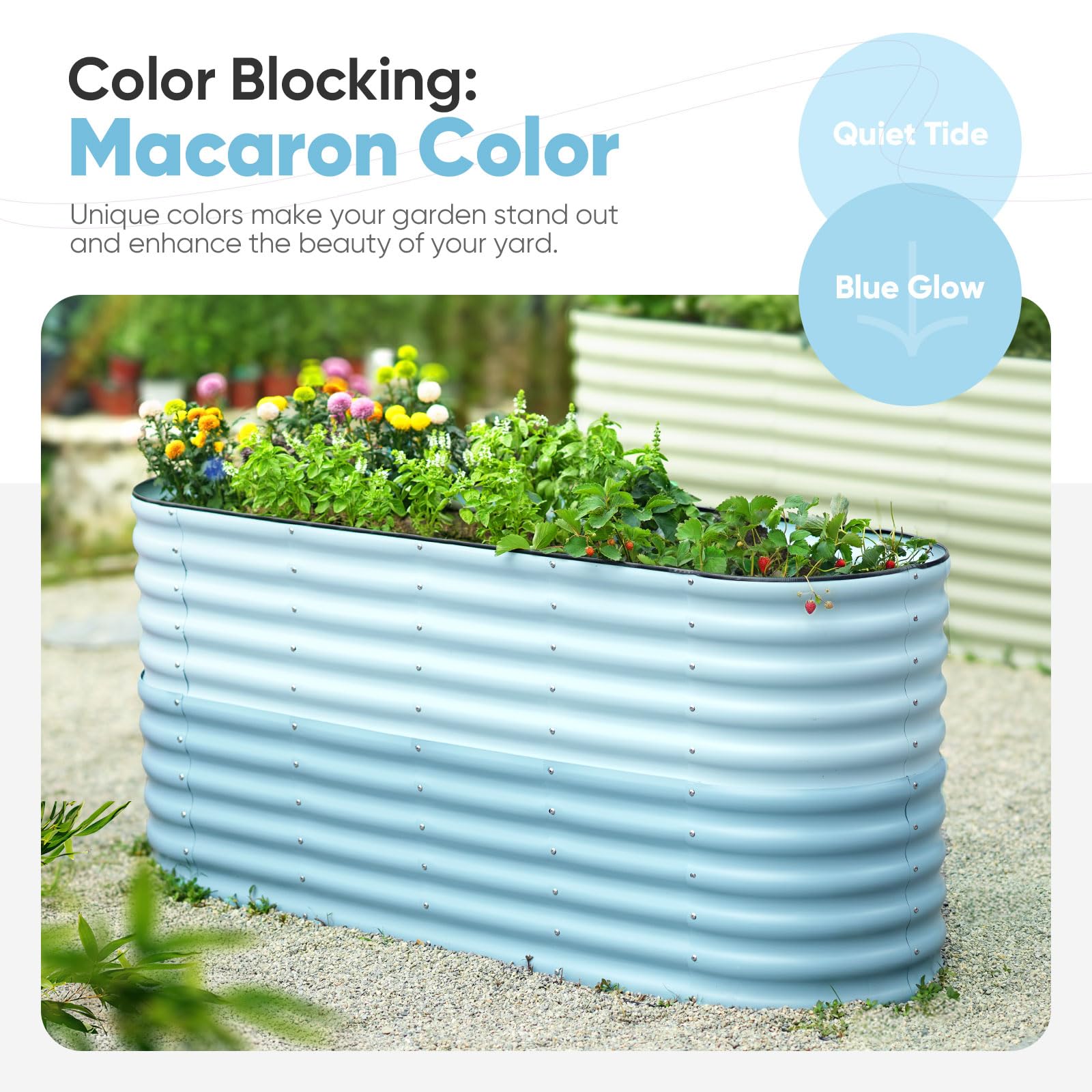 KING BIRD 78.7"X23.6"X34.2" Tall Planter Box - Light Blue