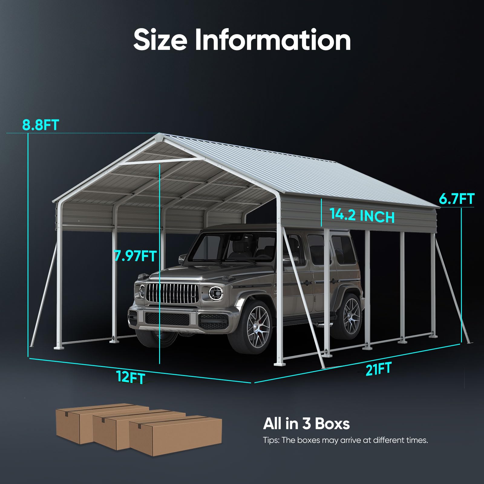 Quictent 12'x21' Vertical Roof Metal Carport