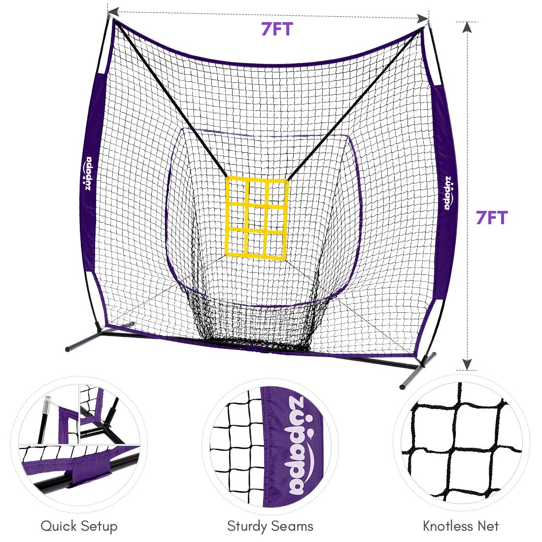 Zupapa 7'x7' Baseball Softball Practice Set - Purple