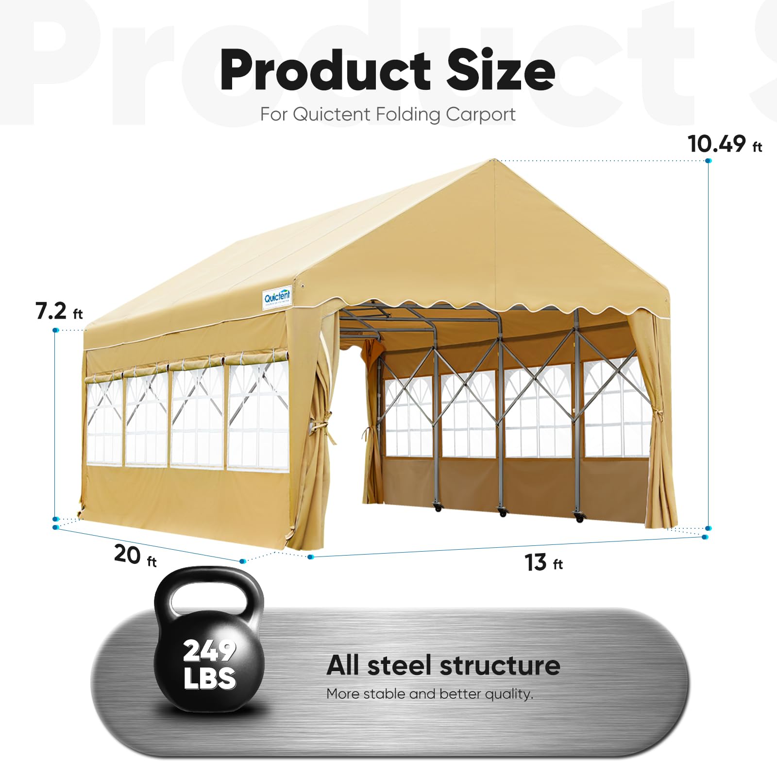 Quictent 13'x20' Retractable Party Tent with Wheels