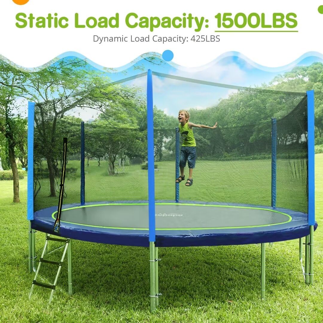 Zupapa 10FT 1500 LBS No-Gap Trampoline with Safety Net