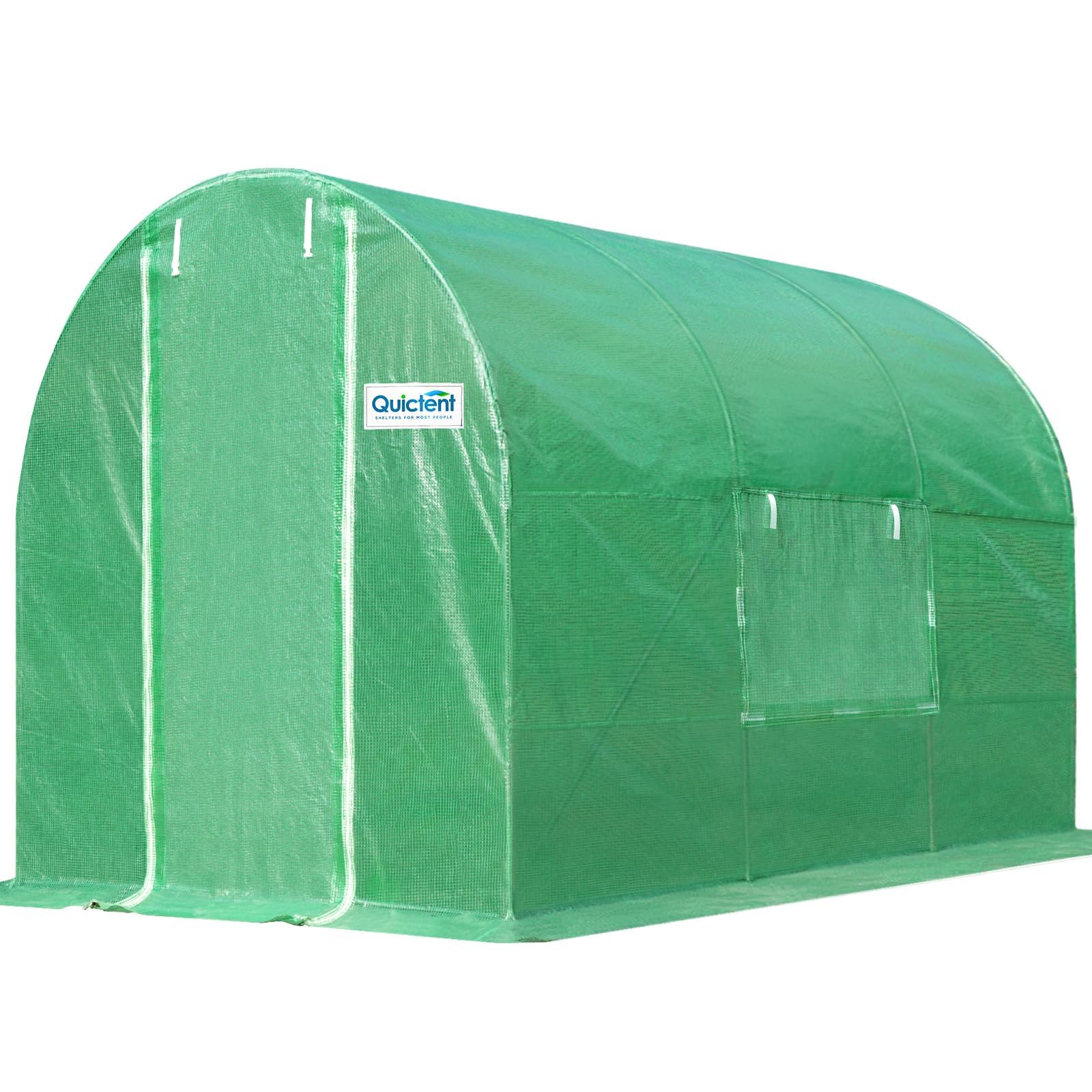 Quictent 10'x7'x7' Walk-in Tunnel Greenhouse with Mesh Door - Green