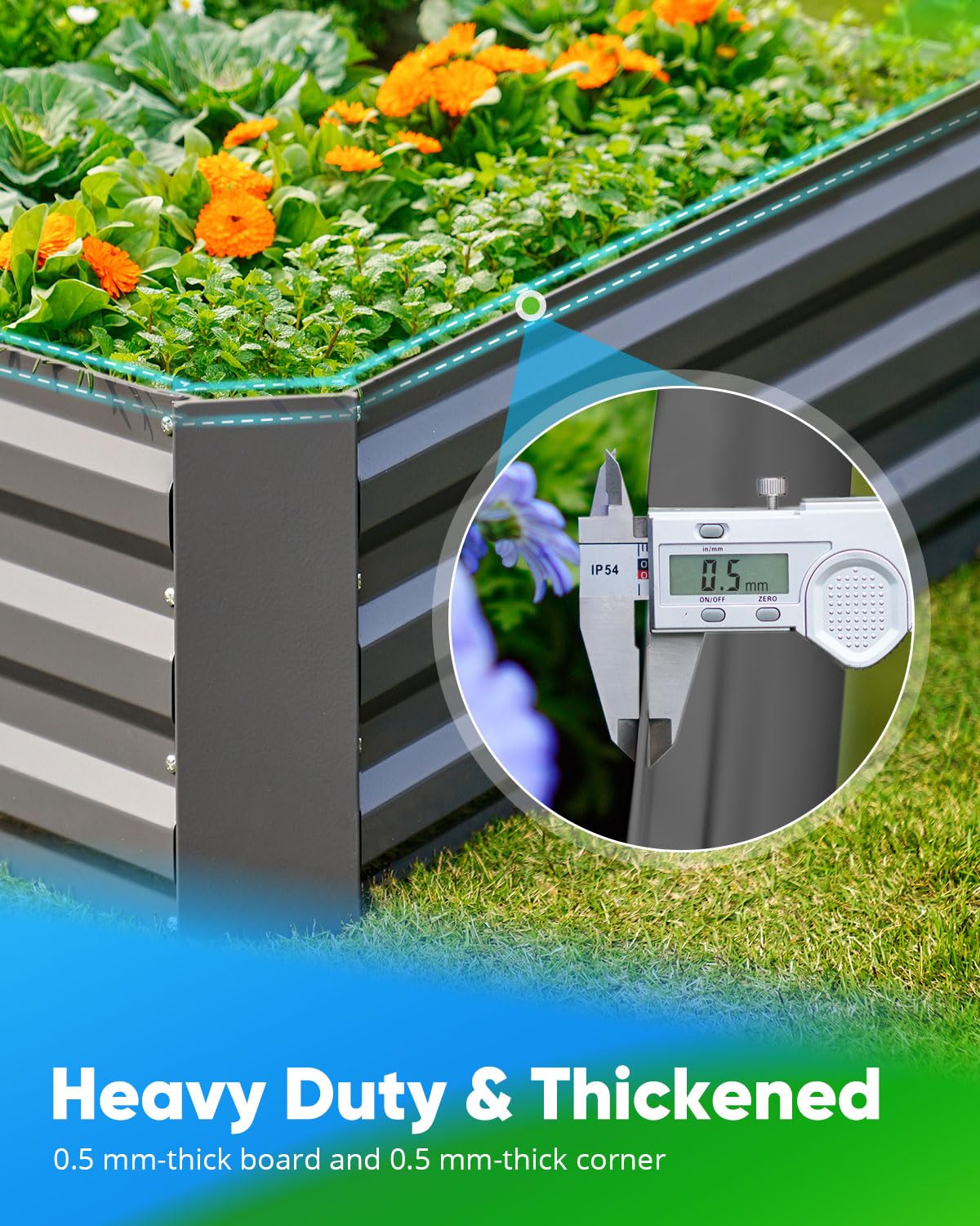 Quictent 8'x4'x1' Galvanized Raised Garden Bed - Dark Grey