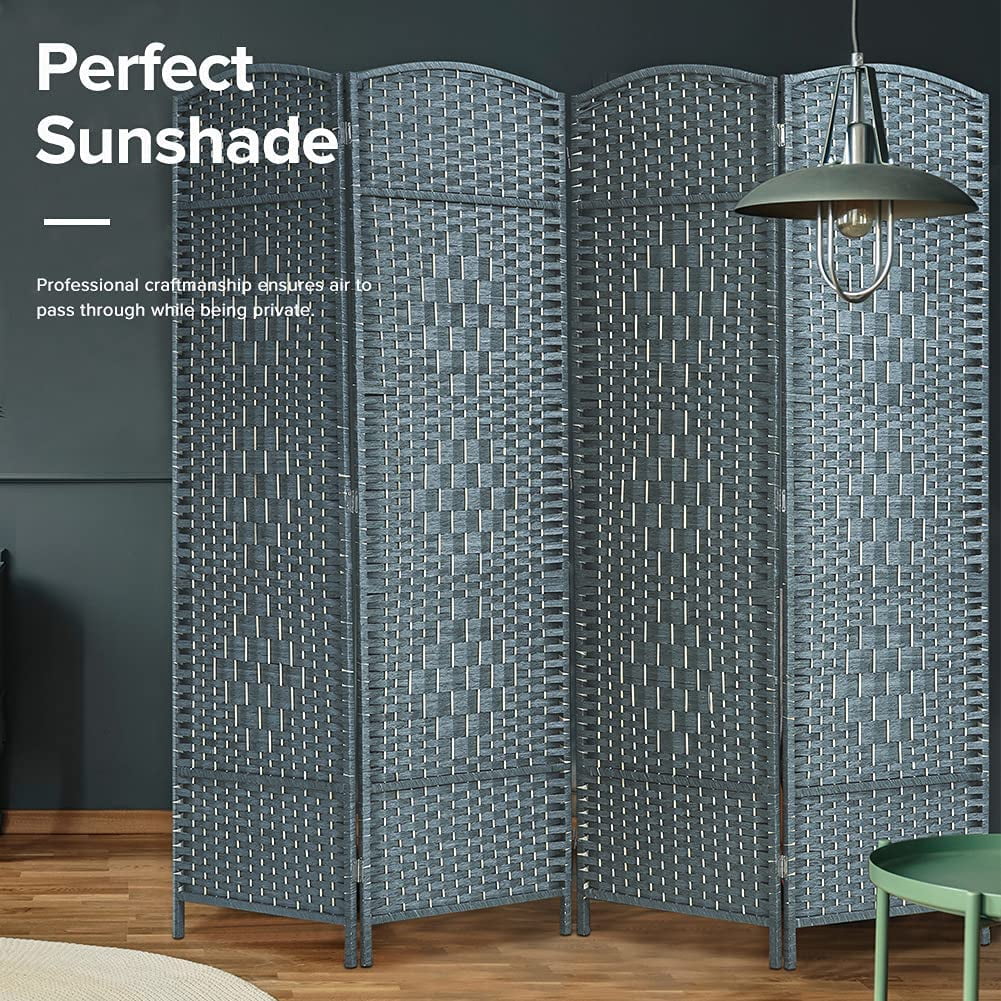 Corelax 6ft Diamond Woven Room Divider (4-Panel) - Grey