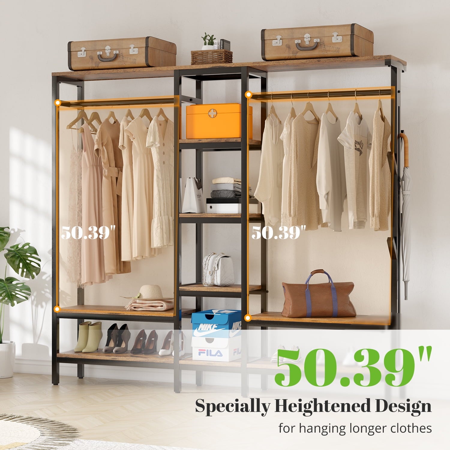 HOKEEPER XL Freestanding Closet Organizer with Coat Rack
