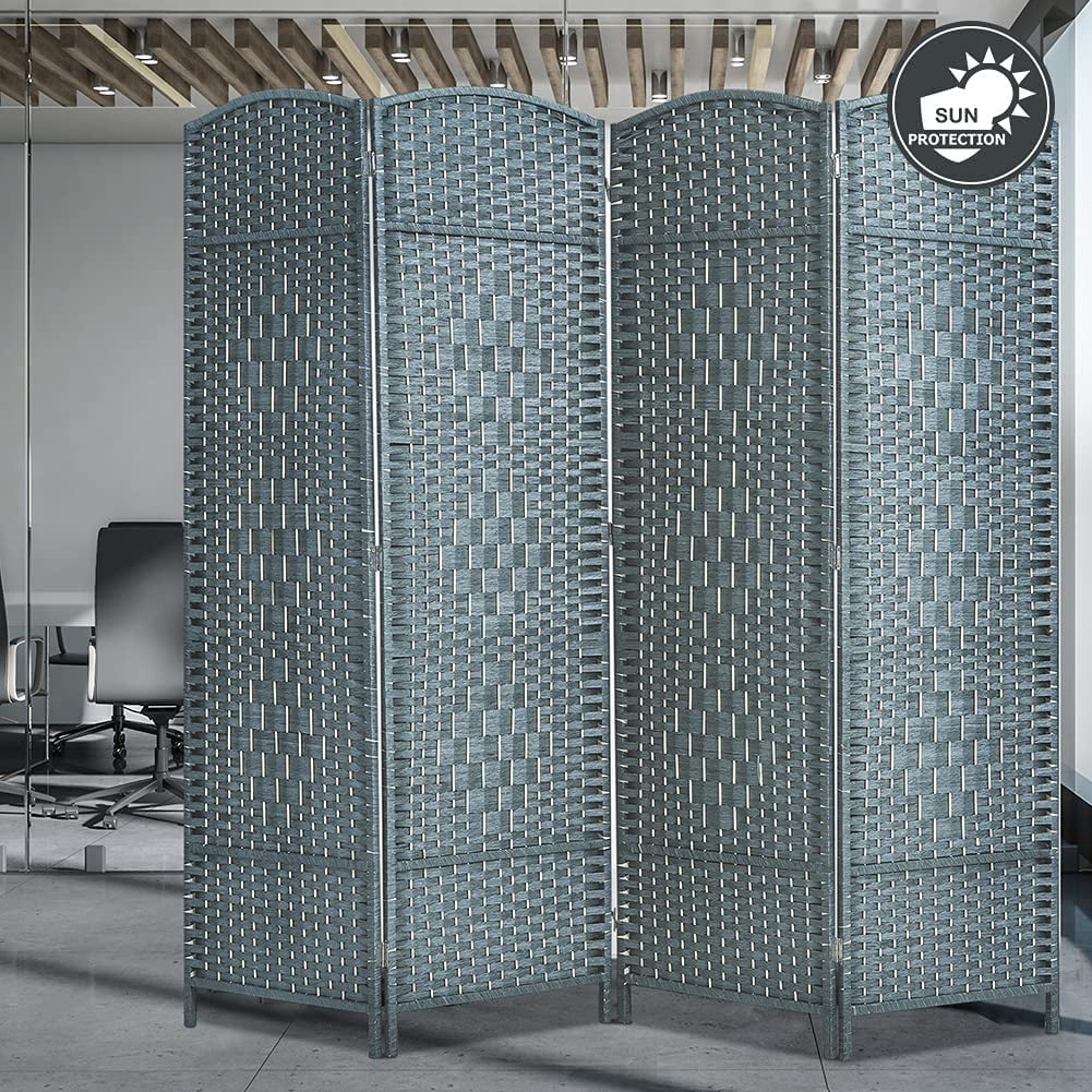Corelax 6ft Diamond Woven Room Divider (4-Panel) - Grey