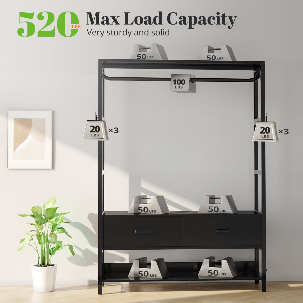 HOKEEPER Closet Organizer with Drawers & Hooks