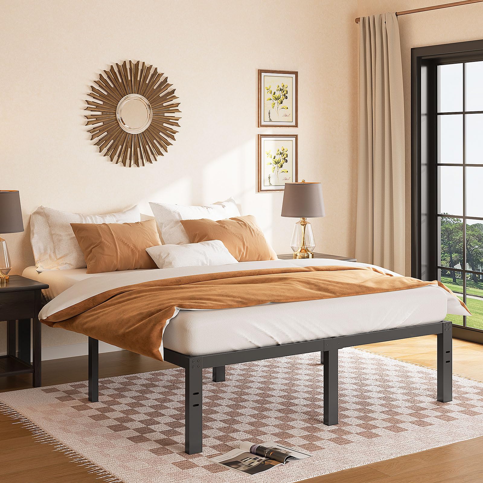 TATAGO 16" 3500lbs Heavy-Duty Steel King Bed Frame