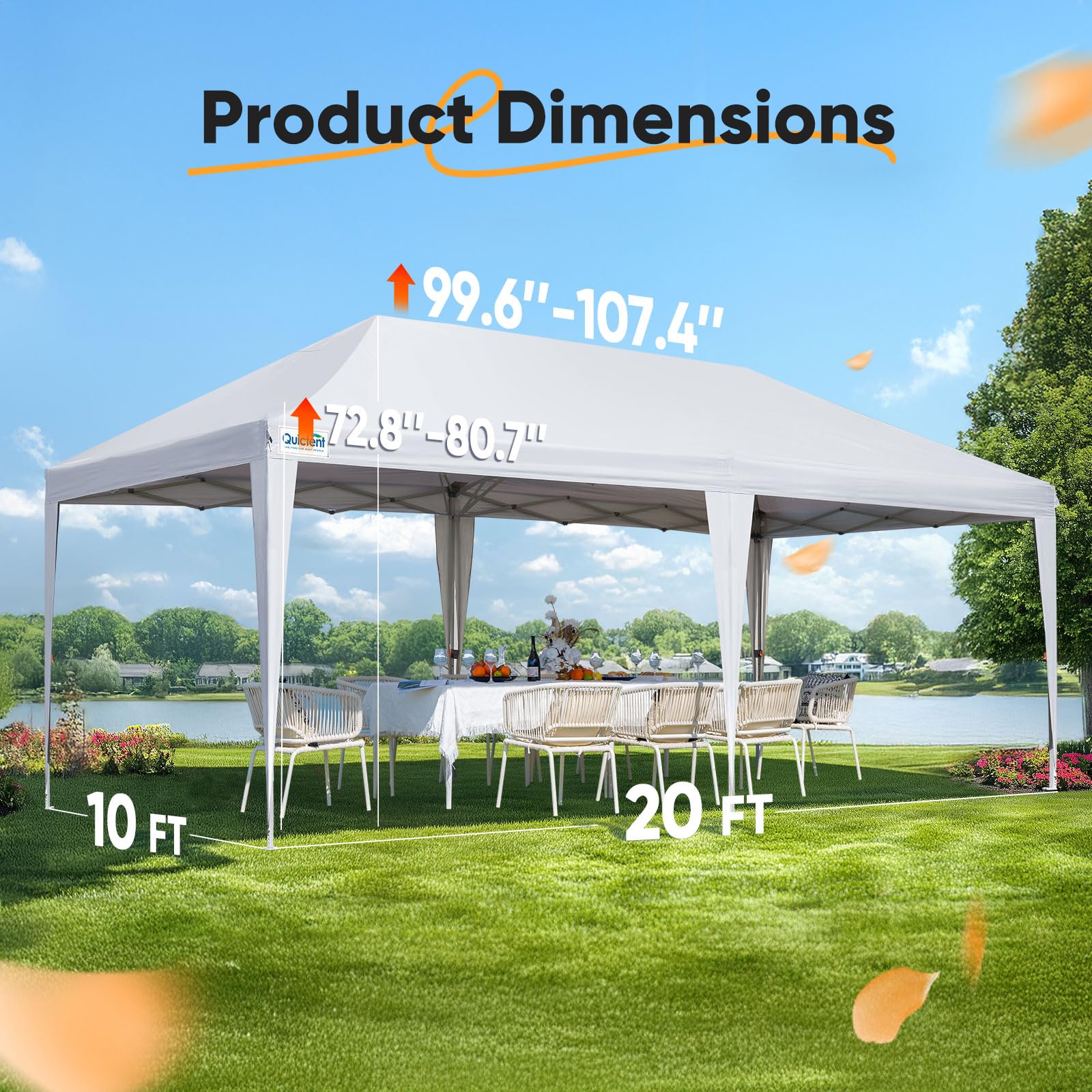 Quictent 10'x20' Instant Pop up Canopy with Sidewalls - White