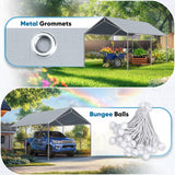 Quictent 10'x20' Carport Replacement Cover with Bungees - Gray