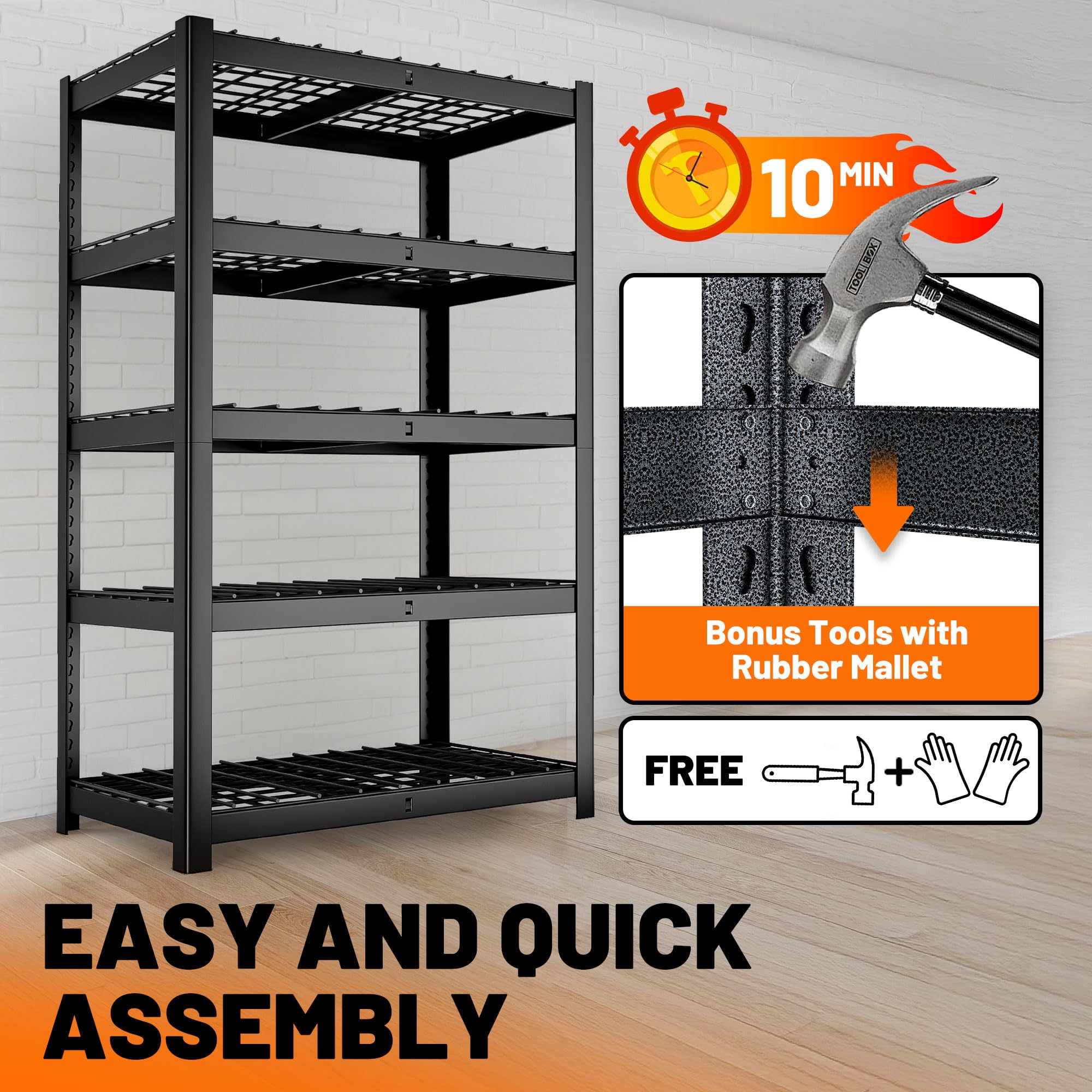 MAXLEAD 72" 3000LBS 5-Tier Metal Shelving Unit