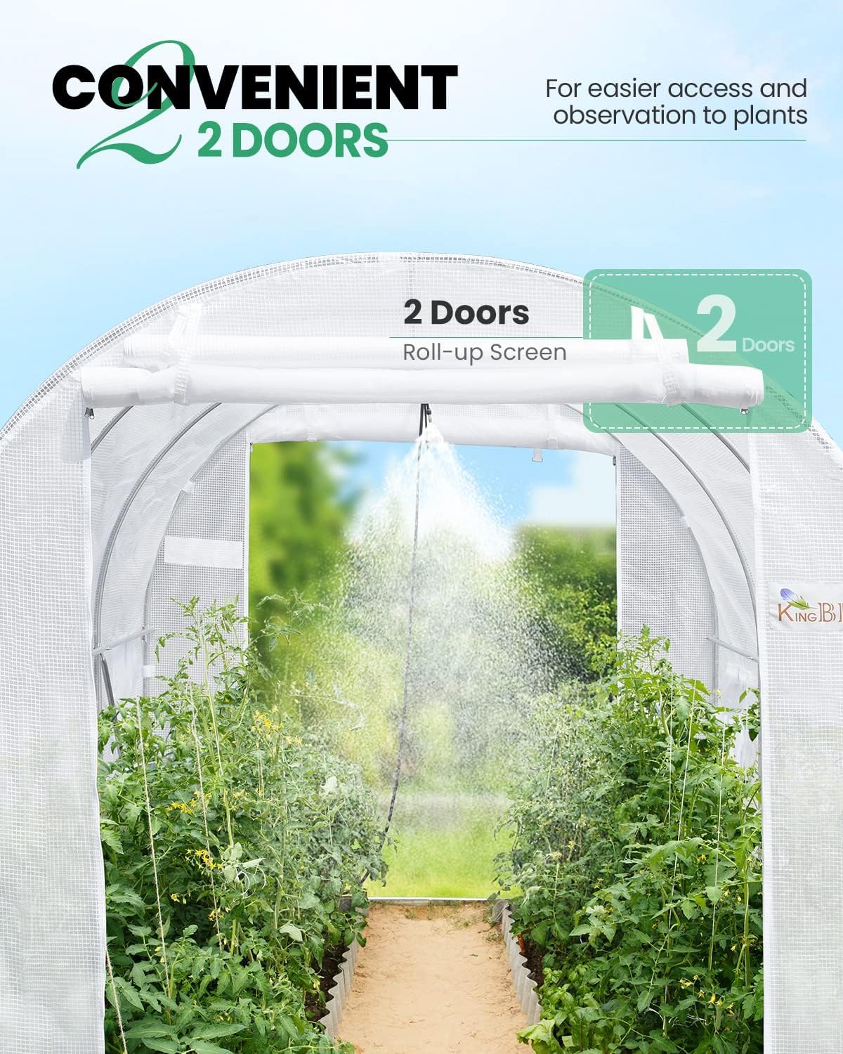 KING BIRD 10'x6.6'x6.6' Greenhouse with Watering Kits - White