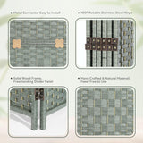 Detailed measurements of the 4-panel green room divider, showing height, width, and depth, along with its compact folded form, displayed in a cozy bedroom setting.