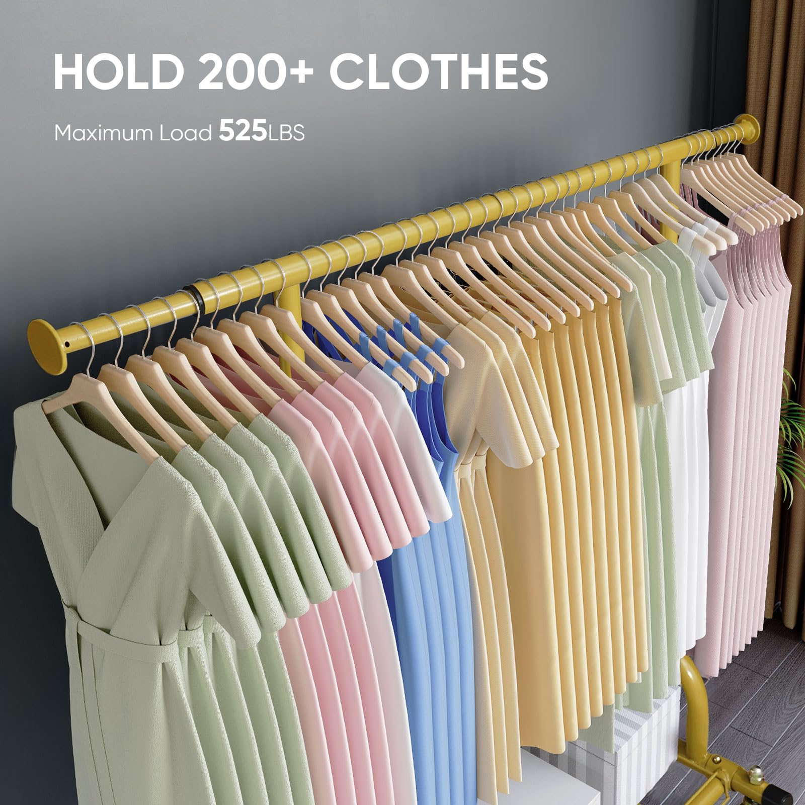 HOKEEPER 525LBS Collapsible Gold Garment Rack