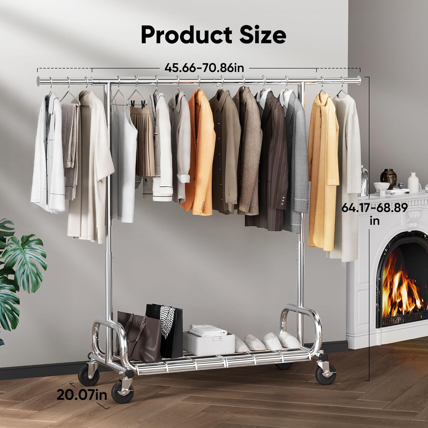 HOKEEPER 70.86"W Adjustable Garment Rack
