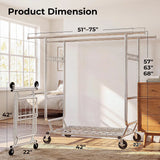 Heavy Double Rod Clothes Rack with Metal Shelves