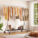 HOKEEPER 500LBS Wooden Garment Rack with Shelves - Silver