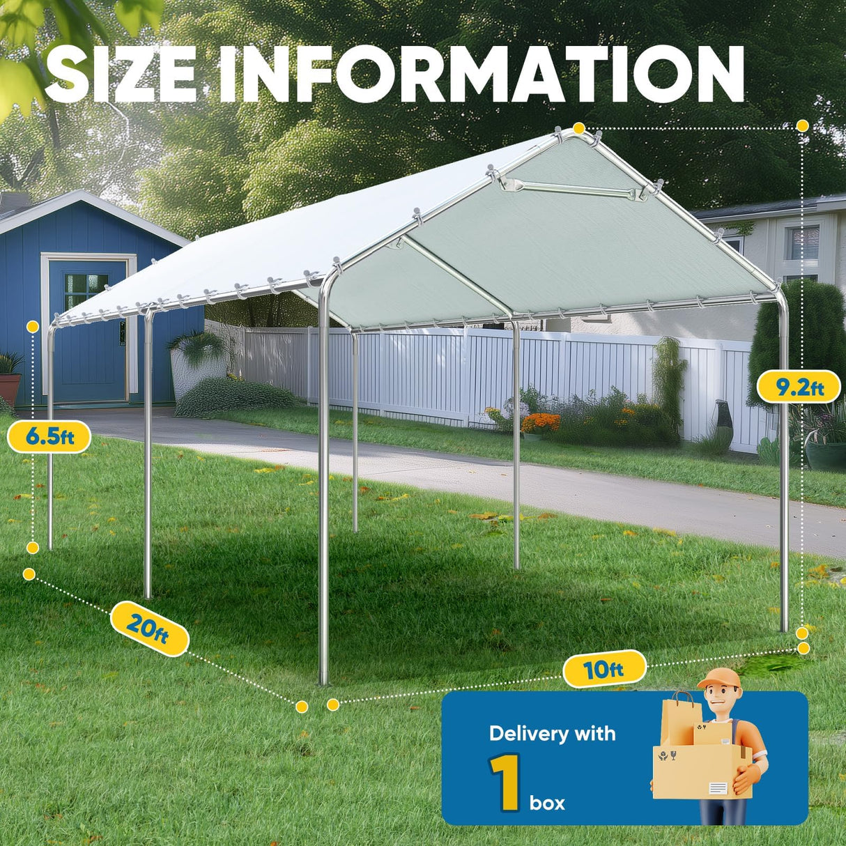 Quictent 10'x20' Galvanized Steel Carport Canopy