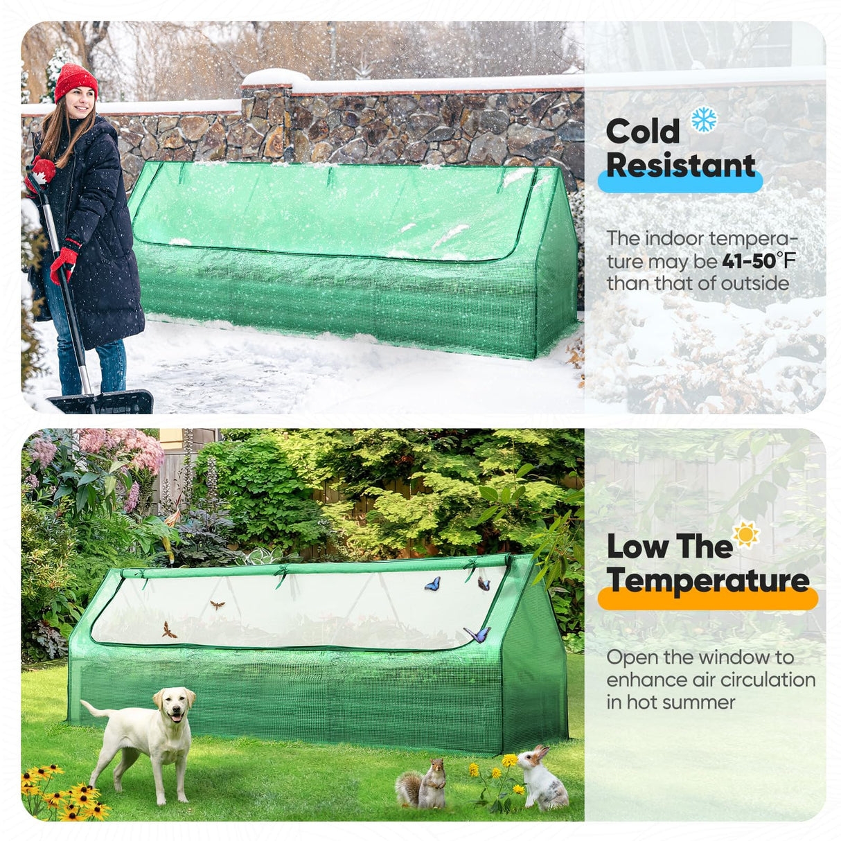 Quictent 8'x4'x1' Galvanized Raised Garden Bed with Cover - Green