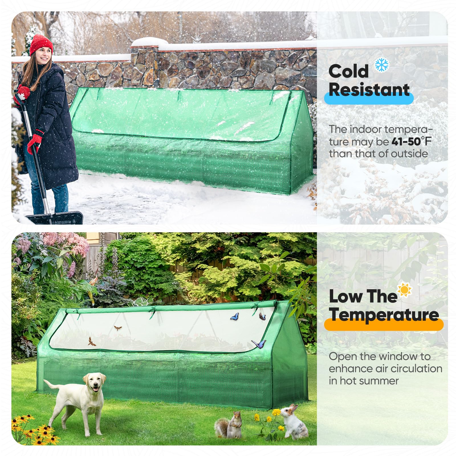 Quictent 8'x4'x1' Galvanized Raised Garden Bed with Cover - Green