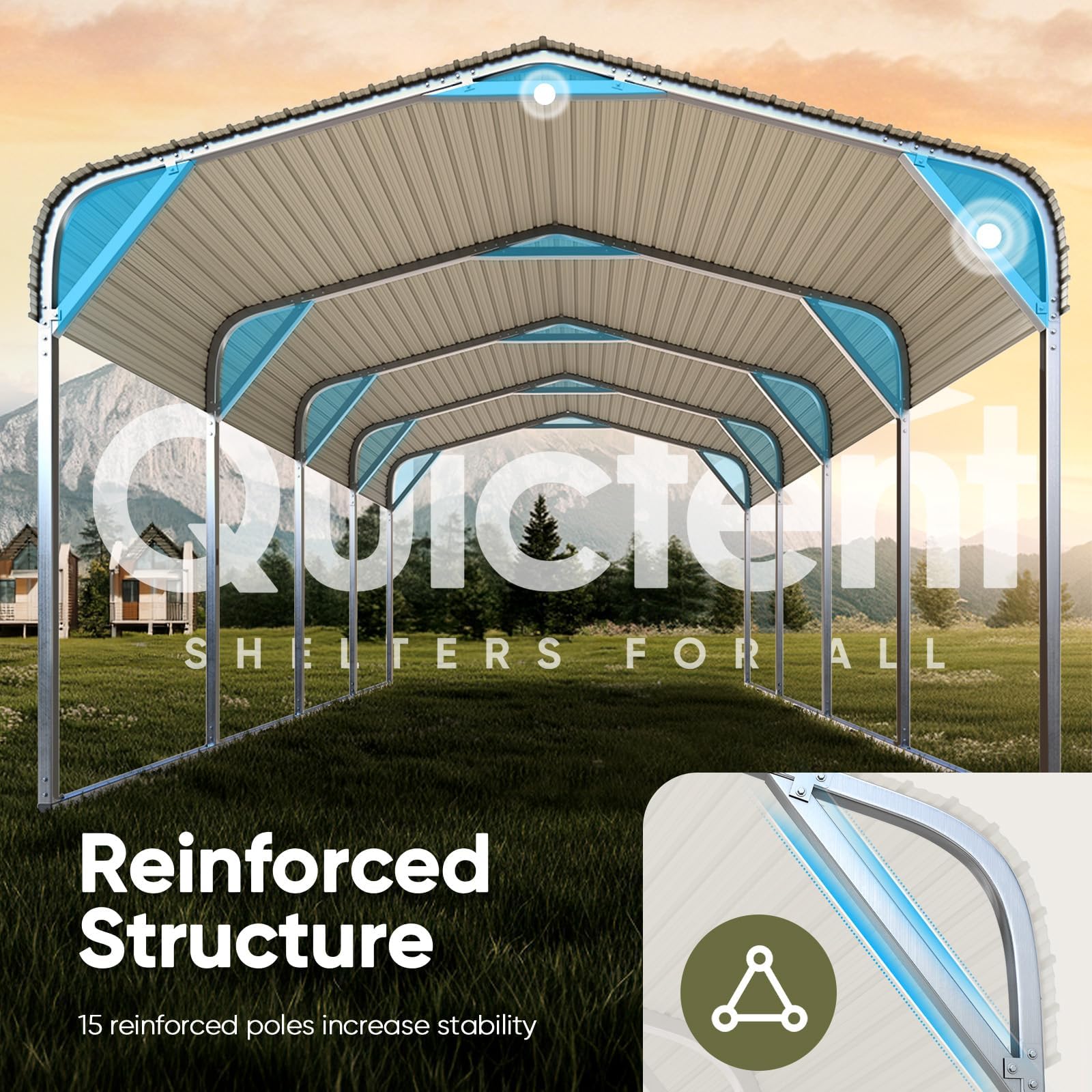 Quictent 12'x20' Metal Roof Carport - White