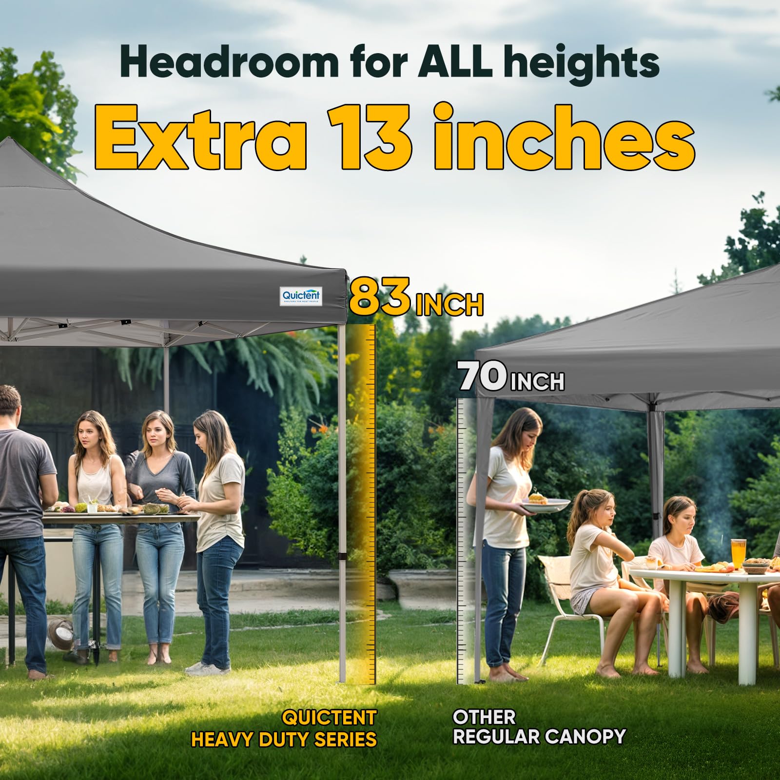Quictent 10'x10' Commercial Instant Pop-Up Canopy with Wheeled Bag-Grey