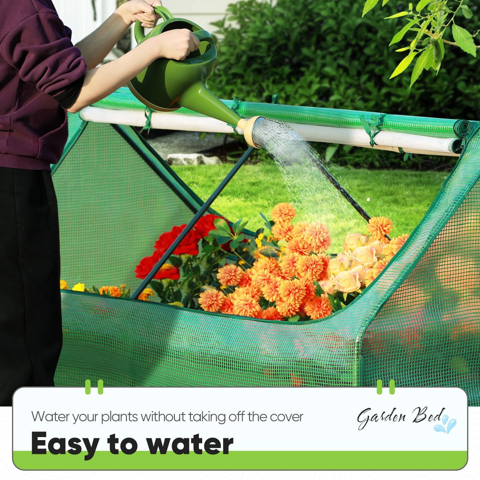 Quictent 6'x3'x2' Galvanized Raised Garden Bed with Cover - Green