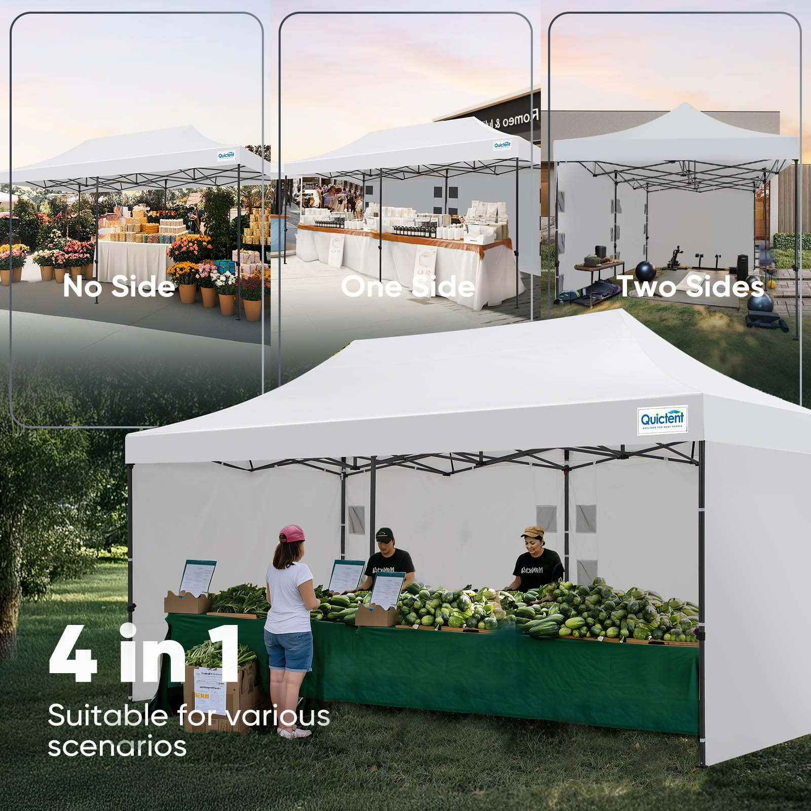 Quictent 10'x20' Commercial Pop-Up Canopy with Wheeled Bag