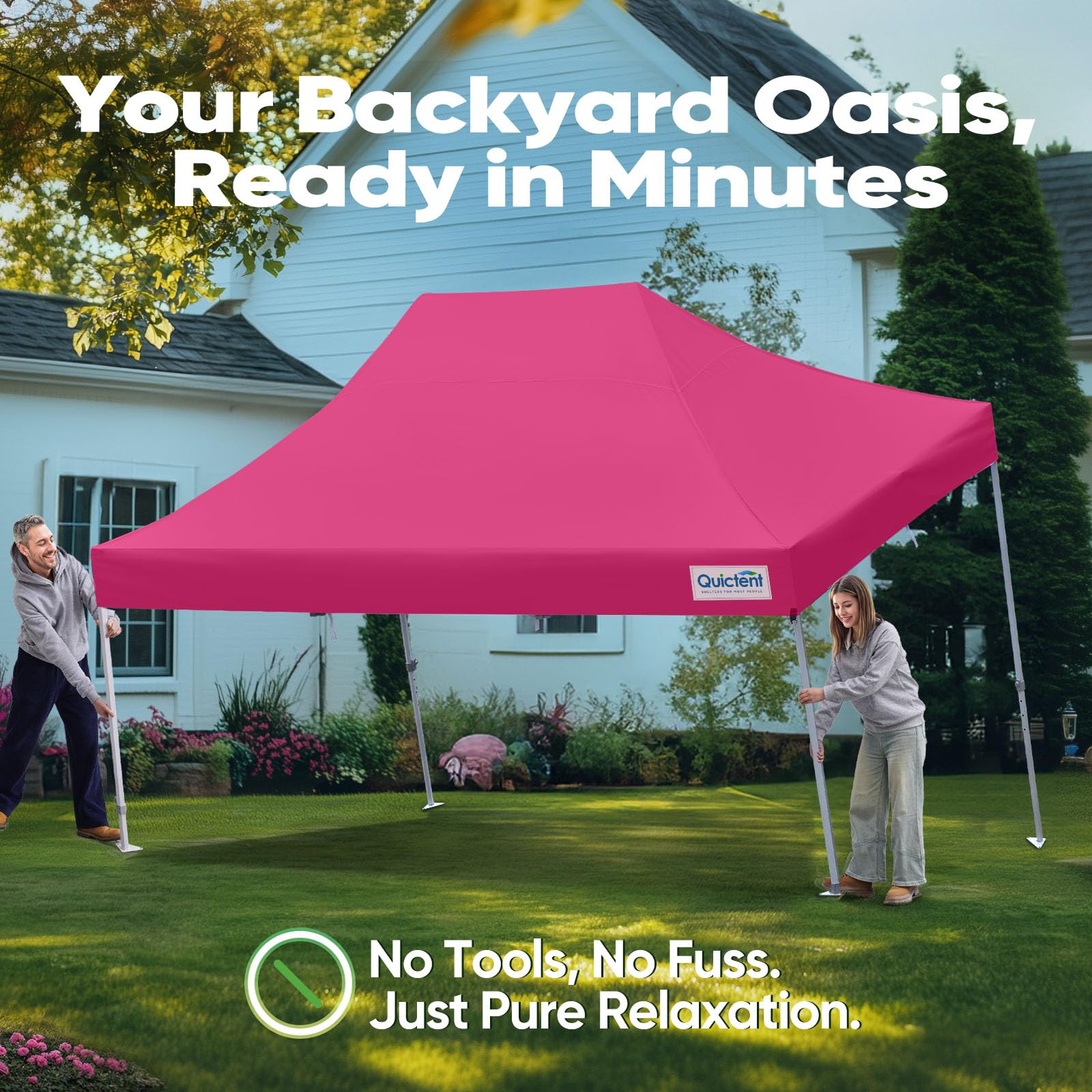Quictent 10'x15' Heavy Duty Pop Up Canopy with Sidewalls - Pink