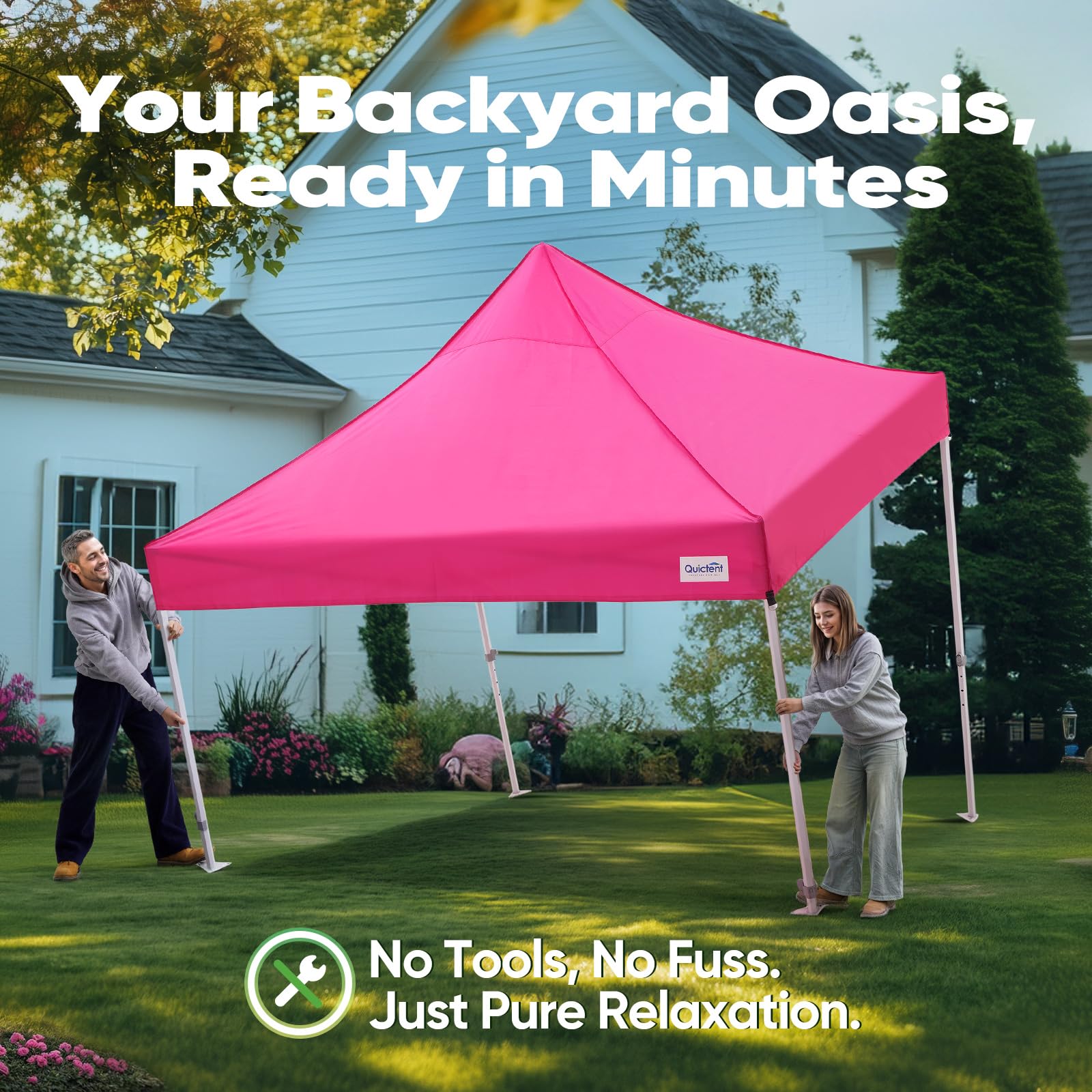 Quictent 10'x10' Heavy Duty Pop Up Canopy with Sidewalls - Pink