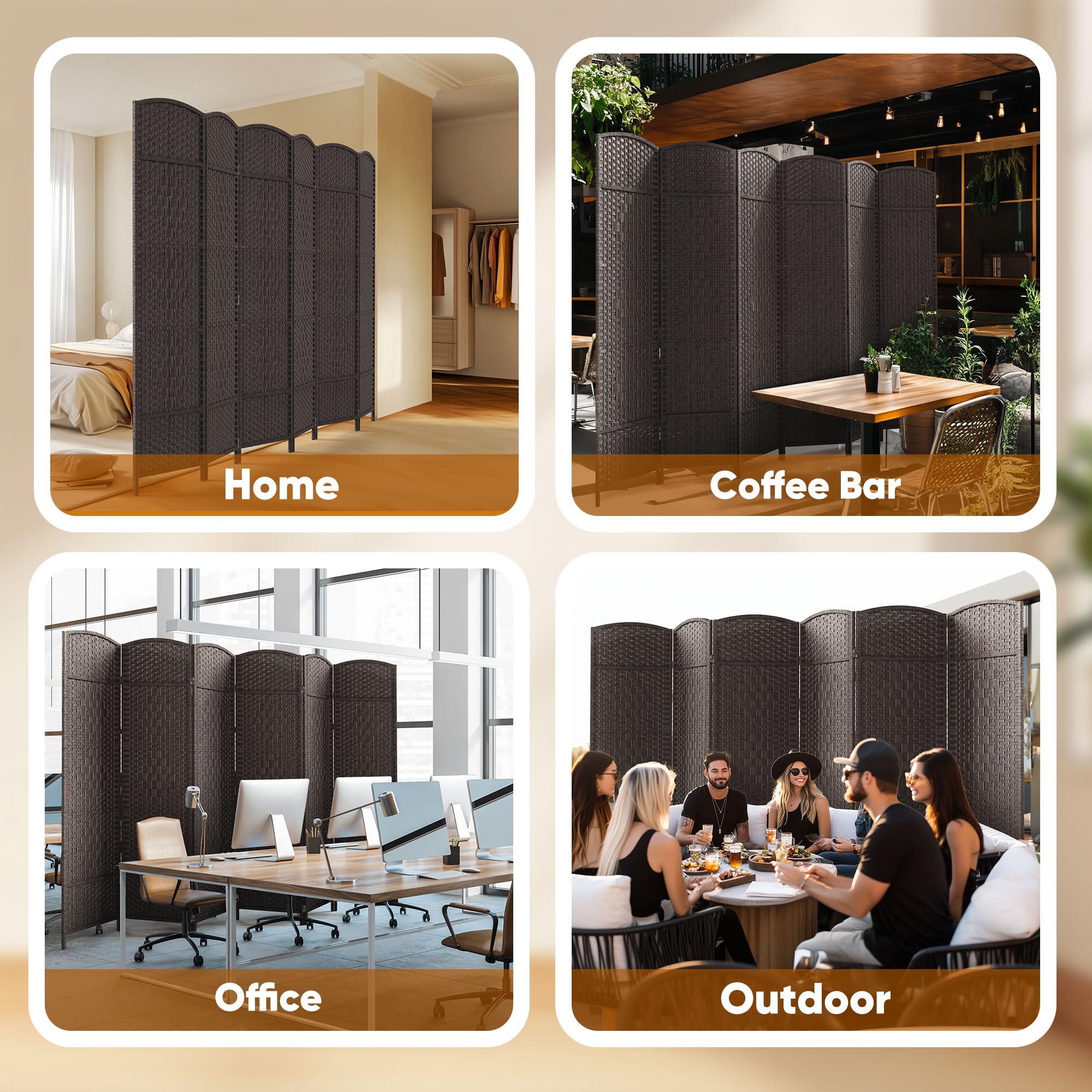JOSTYLE 6ft Diamond Weave Divider - Espresso (6-Panel)